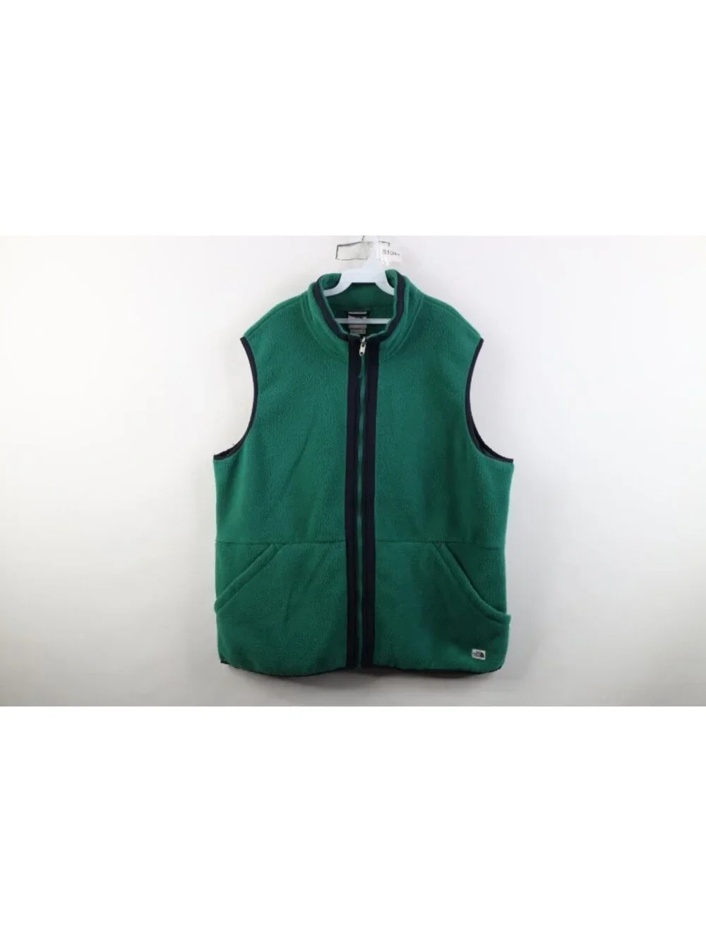 The North Face Mens 2XL Spell Out Carbondale Fleece Full Zip Vest Jacket Green